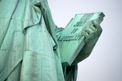10-04 Statue Of Liberty Hand Holding The Book With Inscription JULY IV MDCCLXXVI July 4, 1776 Close Up From Walk Around Liberty Island